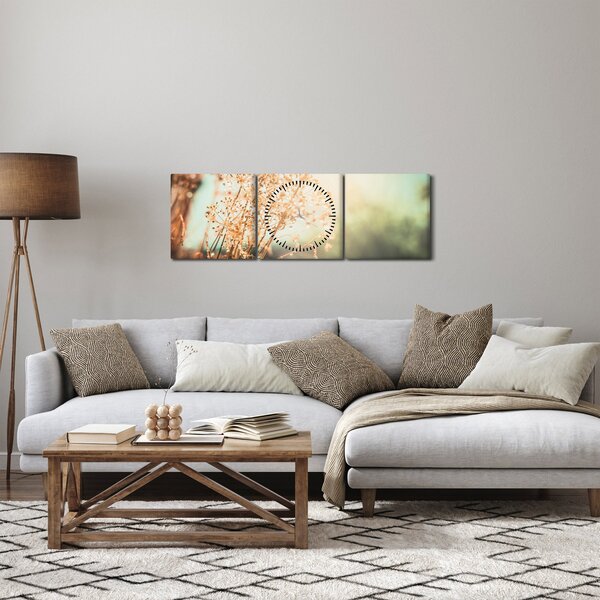 Obraz - Rośliny po deszczu (z zegarem) (90x30 cm)
