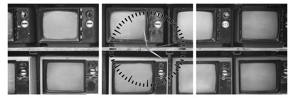 Obraz - Retro TV (z zegarem) (90x30 cm)