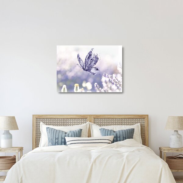 Obraz na szkle - Motyl i lawenda (70x50 cm)