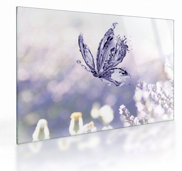 Obraz na szkle - Motyl i lawenda (70x50 cm)