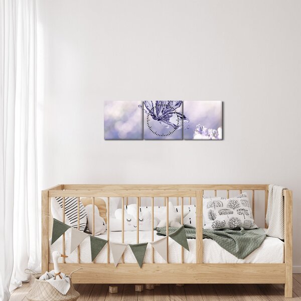 Obraz - Motyl i lawenda (z zegarem) (90x30 cm)
