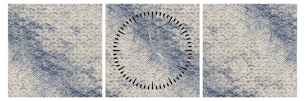Obraz - Wzór fali (z zegarem) (90x30 cm)