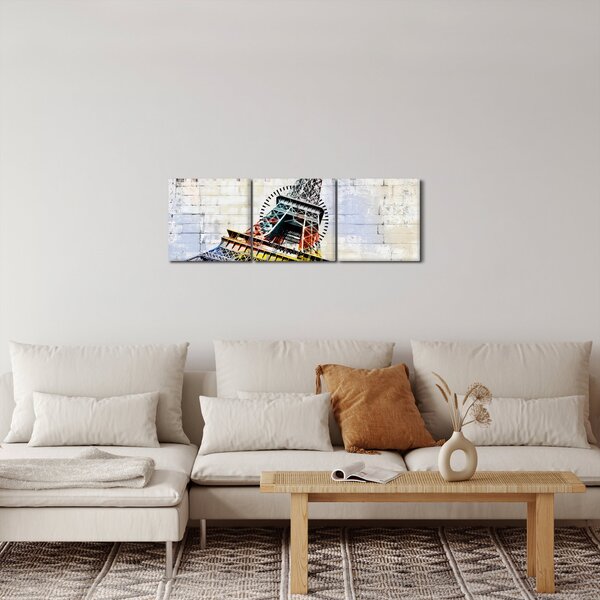 Obraz - Cyfrowa grafika wieży Eiffla (z zegarem) (90x30 cm)