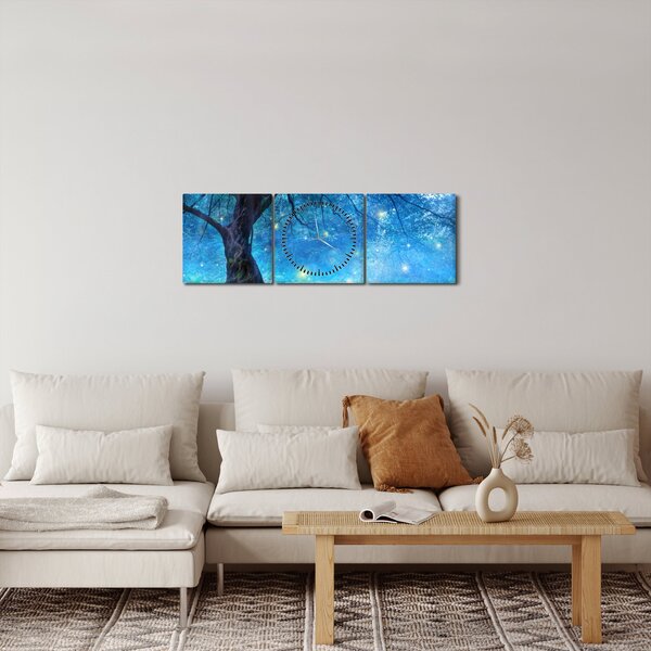 Obraz - Mistyczny las (z zegarem) (90x30 cm)