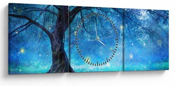 Obraz - Mistyczny las (z zegarem) (90x30 cm)