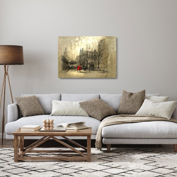 Obraz na szkle - Szkic miasta (70x50 cm)