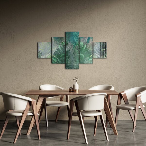 Obraz - Tekstura betonu z liśćmi (125x70 cm)