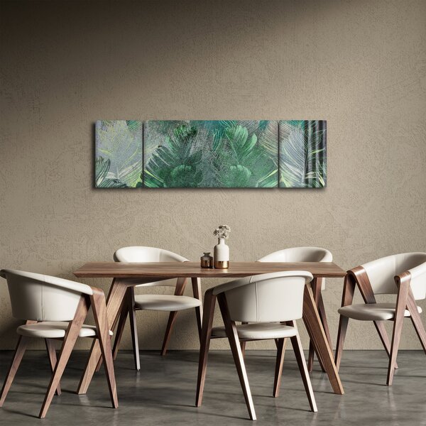 Obraz - Tekstura betonu z liśćmi (170x50 cm)
