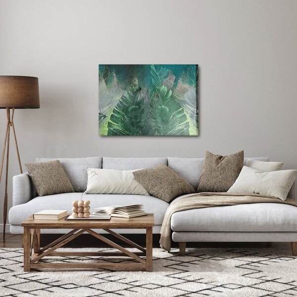Obraz - Tekstura betonu z liśćmi (70x50 cm)