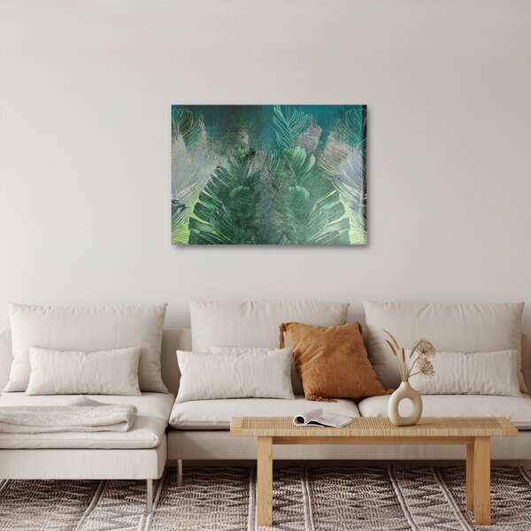 Obraz - Tekstura betonu z liśćmi (70x50 cm)