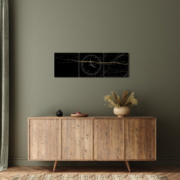 Obraz - Tekstura marmuru (z zegarem) (90x30 cm)