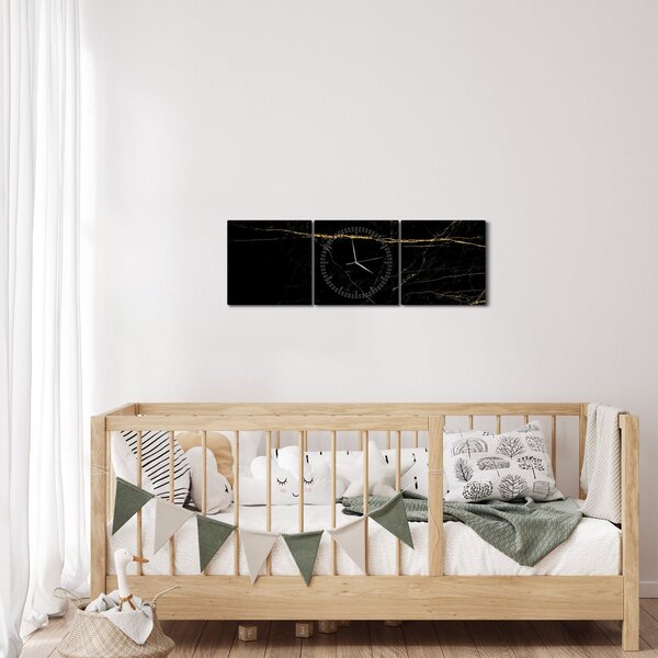 Obraz - Tekstura marmuru (z zegarem) (90x30 cm)