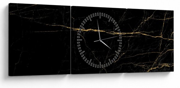 Obraz - Tekstura marmuru (z zegarem) (90x30 cm)