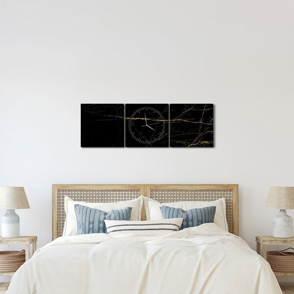 Obraz - Tekstura marmuru (z zegarem) (90x30 cm)