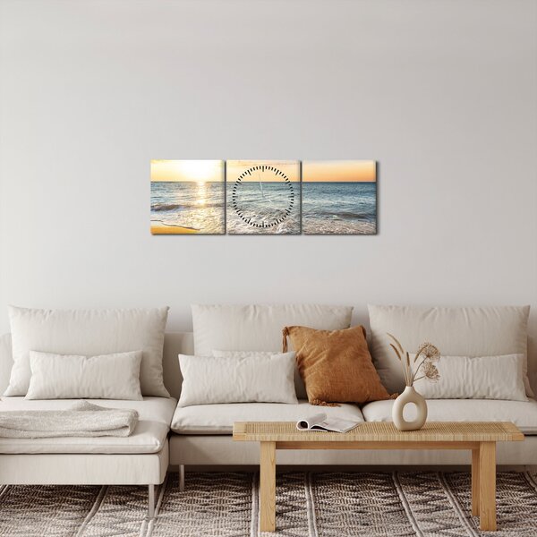 Obraz - Wschód słońca (z zegarem) (90x30 cm)