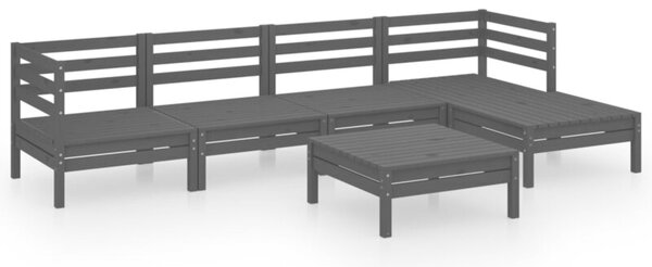 Zestaw Mebli Ogrodowych Komplet Wypoczynkowy 6-Częściowy Czarny Drewno Na Taras Balkon Ogród