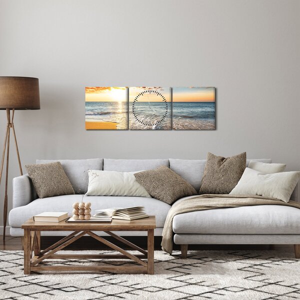 Obraz - Wschód słońca (z zegarem) (90x30 cm)