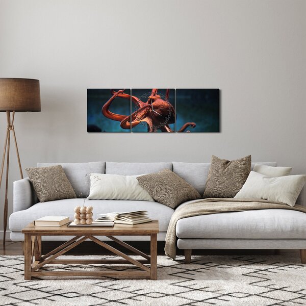 Obraz - Ośmiornica (z zegarem) (90x30 cm)