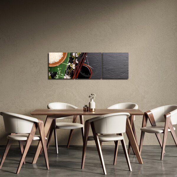 Obraz - Sushi (z zegarem) (90x30 cm)