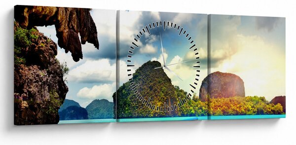 Obraz - Zatoka Phang Nga (z zegarem) (90x30 cm)