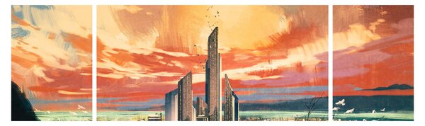 Obraz - Malowane miasto (170x50 cm)