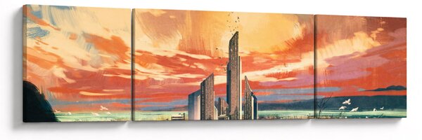 Obraz - Malowane miasto (170x50 cm)