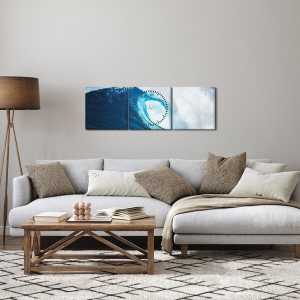 Obraz - Fala oceaniczna (z zegarem) (90x30 cm)