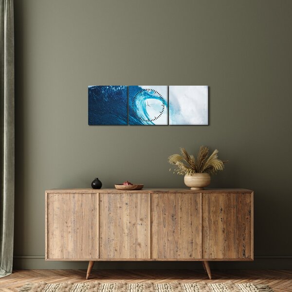Obraz - Fala oceaniczna (z zegarem) (90x30 cm)