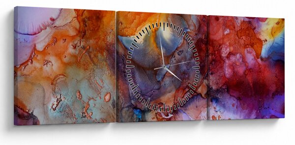 Obraz - Abstrakcyjna sztuka tuszu (z zegarem) (90x30 cm)