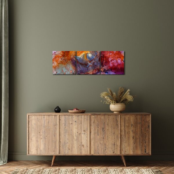 Obraz - Abstrakcyjna sztuka tuszu (z zegarem) (90x30 cm)