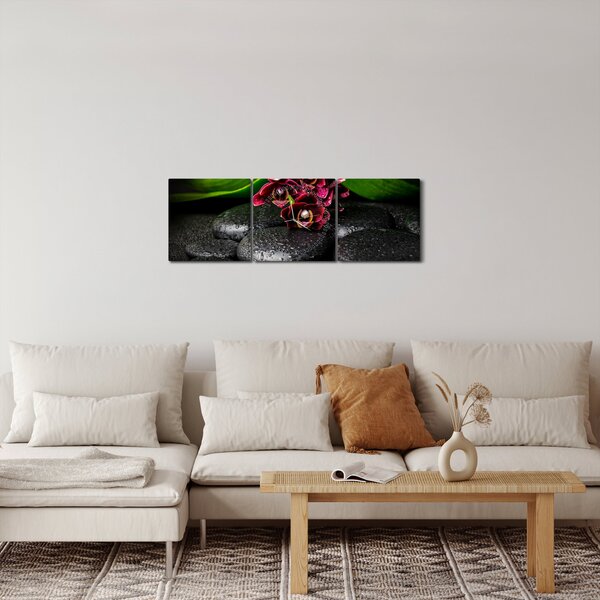 Obraz - Kamienie lawy (z zegarem) (90x30 cm)