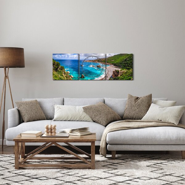 Obraz - Sardynia (z zegarem) (90x30 cm)