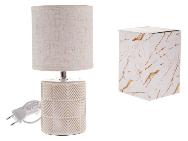 Beżowa lampa stołowa ceramiczna z tekstylnym kloszem (wysokość 27 cm) Anita – Dakls