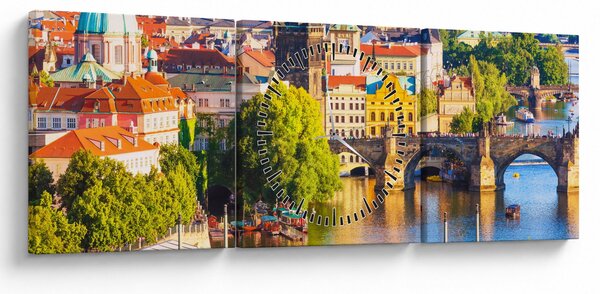 Obraz - Praga II. (z zegarem) (90x30 cm)