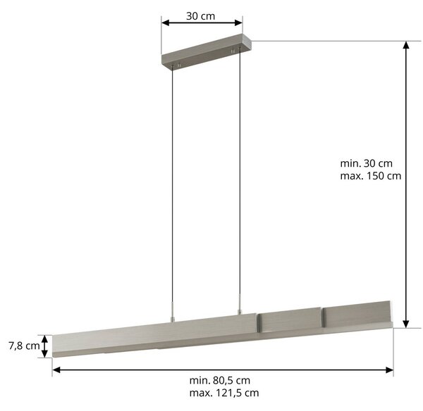 Lampa wisząca Torven Lucande, możliwość ściemniania, aluminiowy / szary / cynkowy, salon / jadalnia, metal, nowoczesny