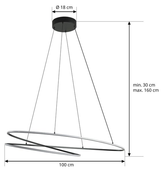 Lampa wisząca Gavril Lucande, możliwość ściemniania, czarny, salon / jadalnia, metal, nowoczesny