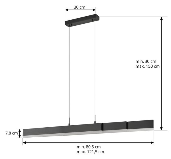Lampa wisząca Torven Lucande, możliwość ściemniania, czarny, salon / jadalnia, metal, nowoczesny