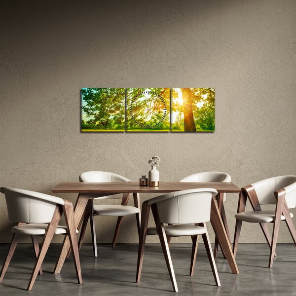 Obraz - Słoneczny Las (z zegarem) (90x30 cm)