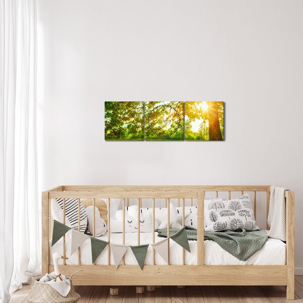 Obraz - Słoneczny Las (z zegarem) (90x30 cm)