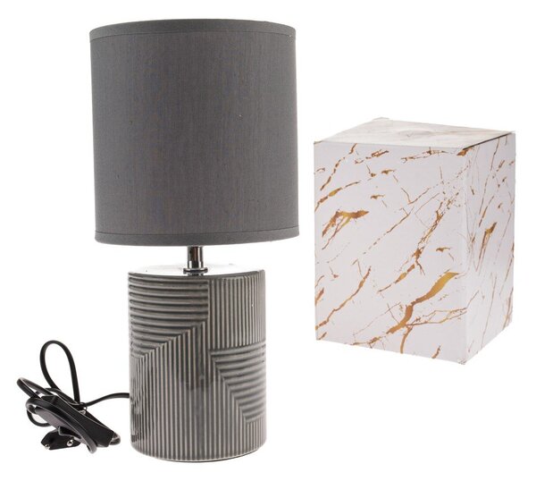 Szara lampa stołowa ceramiczna z tekstylnym kloszem (wysokość 32,5 cm) Anita – Dakls