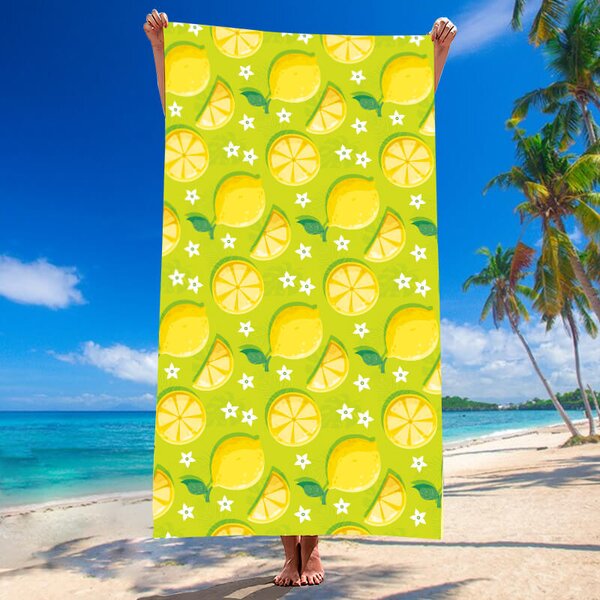 Szybkoschnący ręcznik plażowy LEMONS 100x180 cm zielony, 100% mikrofibra