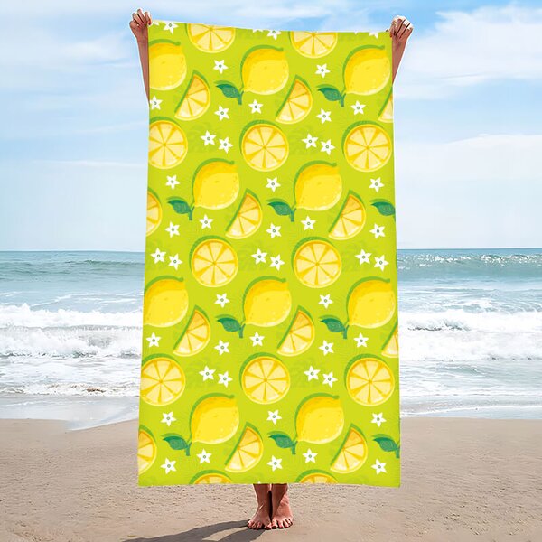 Szybkoschnący ręcznik plażowy LEMONS 100x180 cm zielony, 100% mikrofibra
