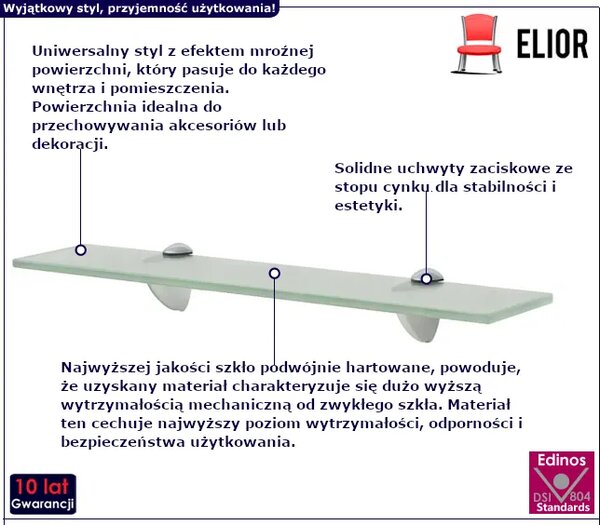 Mleczna wytrzymała półka szklana 50x20 K5-K57