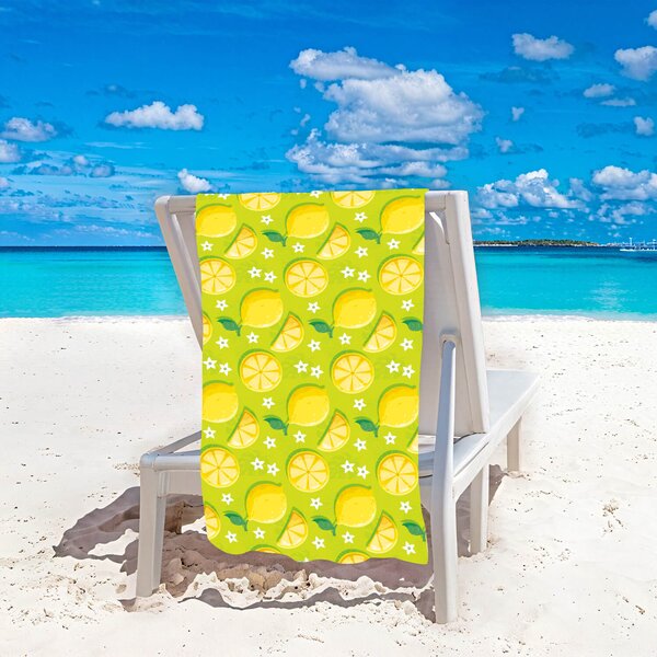 Szybkoschnący ręcznik plażowy LEMONS 100x180 cm zielony, 100% mikrofibra