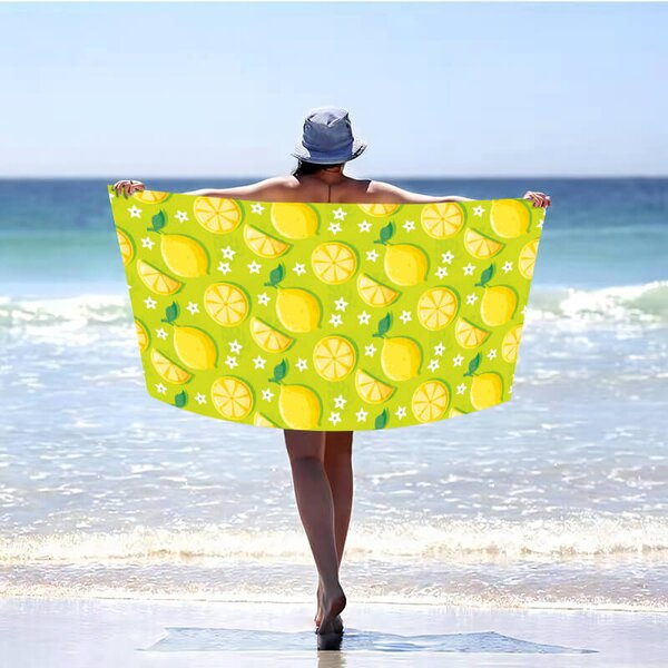 Szybkoschnący ręcznik plażowy LEMONS 100x180 cm zielony, 100% mikrofibra
