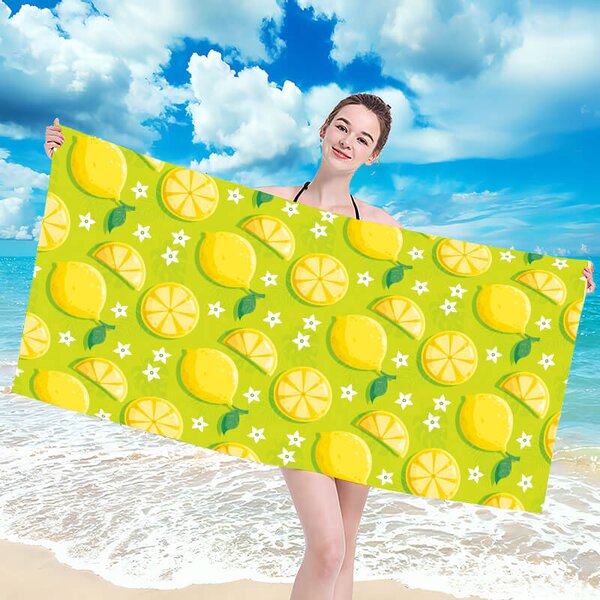 Szybkoschnący ręcznik plażowy LEMONS 100x180 cm zielony, 100% mikrofibra