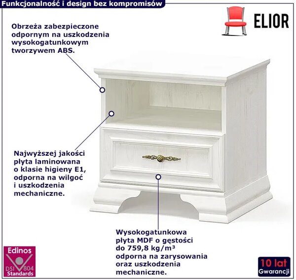 Biała szafka nocna z szufladą C4-E52