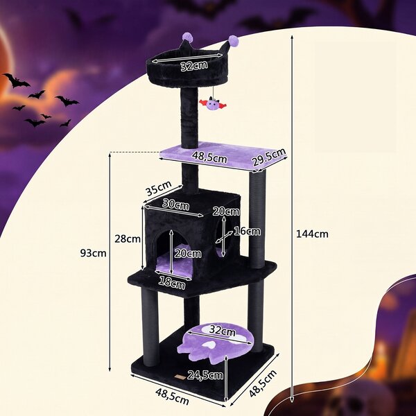 Drapak dla kotów z legowiskiem w stylu Halloween