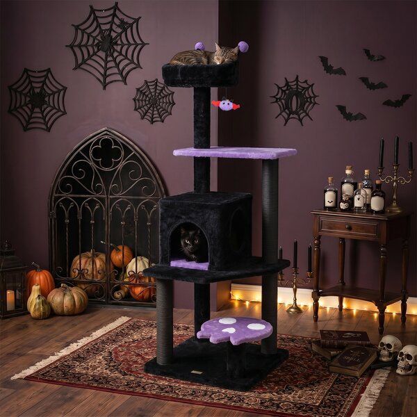 Drapak dla kotów z legowiskiem w stylu Halloween