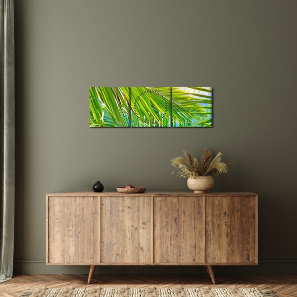 Obraz - Liście palmowe (z zegarem) (90x30 cm)